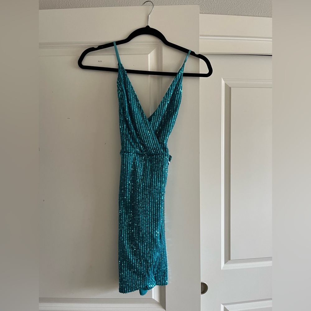 Royal Blue  SEQUIN TULIP HEM MINI DRESS - Never Worn!